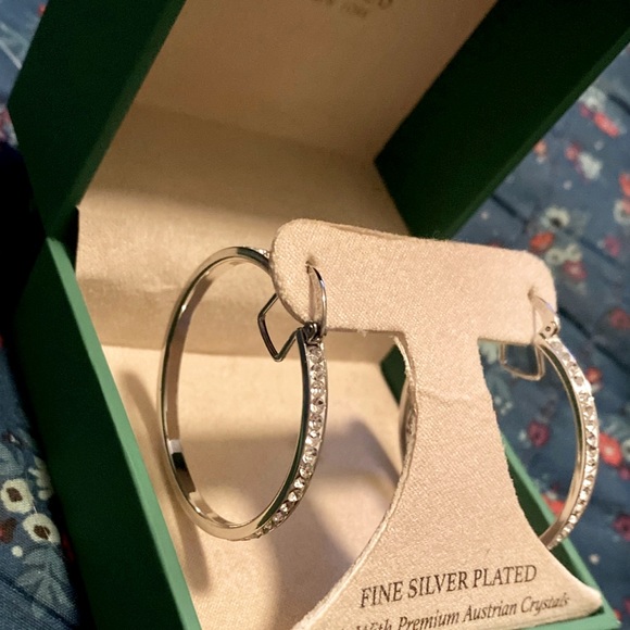 NWT Sophia James New York Silver Plated Hoops with Austrian Crystals - Picture 6 of 6